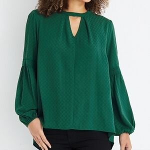 3/$25 Maurices Keyhole Neck Tunic Emerald Blouse - Small